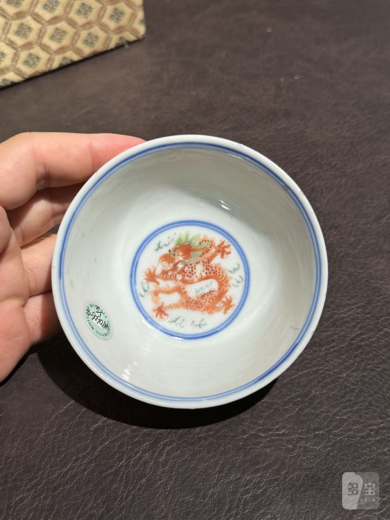 清光绪 青花五彩龙凤纹茶圆一对 - 图22